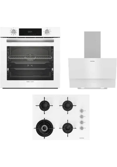 Grundig Beyaz Cam Ankastre Set
