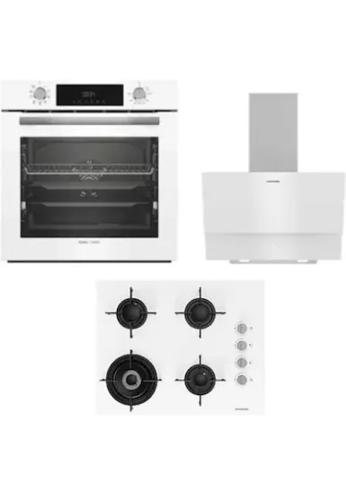 Grundig Beyaz Cam Ankastre Set